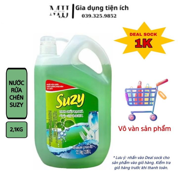 Nước rửa chén bát Suzy Nhật Bản 2,1kg - thành phần Hữu Cơ Bạc Hà_Mẹ JinJin