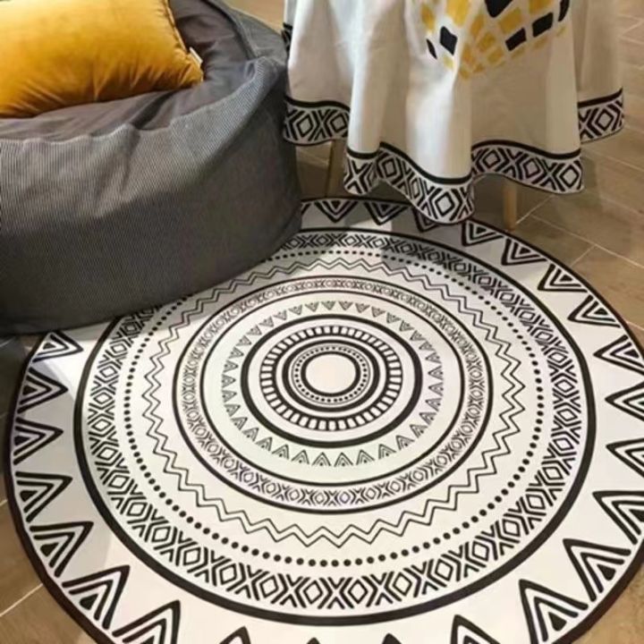 Hoyaa Crystal Velvet Nodic Style Round Carpet Circle Area Rug For ...