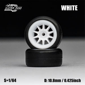 1/64 Model Car White Wheels with Fixed Rubber Tires Comes with Rivets for Diecast Model Refitting Parts for 4pcs 1set