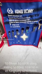 10-19mm Bộ cờ lê vòng miệng tự động 7 cái hệ mét Kingtony 12107MRN