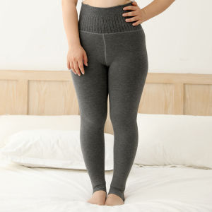 plus Size Womens Fleece Lined Thickened Elastic Slimming Cotton Bottoms Pants Autumn Winter Warm Fishbone Outerwear