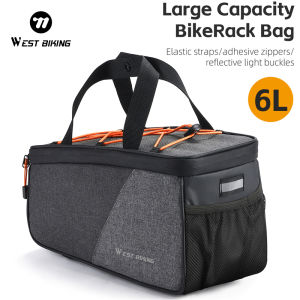 WEST BIKING Bike Rack Bag 6L Large Capacity Bicycle Rear Rack Pannier Elastic Meshpocket Cycling Bag MTB Road Bike Accessories