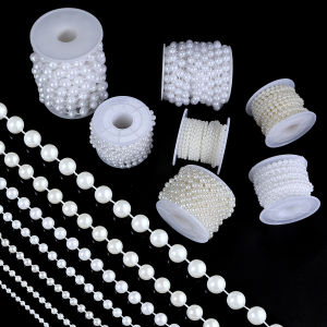 5yards/roll 3-12mm Imitation Pearl Bead Chains White Round Beads Chains For Home Wedding Clothing Decoration DIY Jewelry Making
