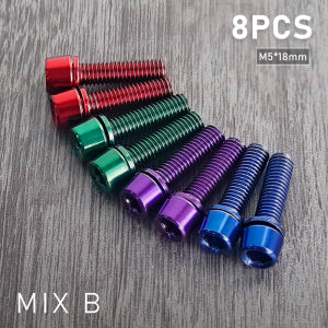 6/8pcs M5x18mm Bike Stem Screw Alloy Steel 4mm Allen key Screw MTB Road Bicycle Handlebar Stems Bolts Mountain Bike Parts