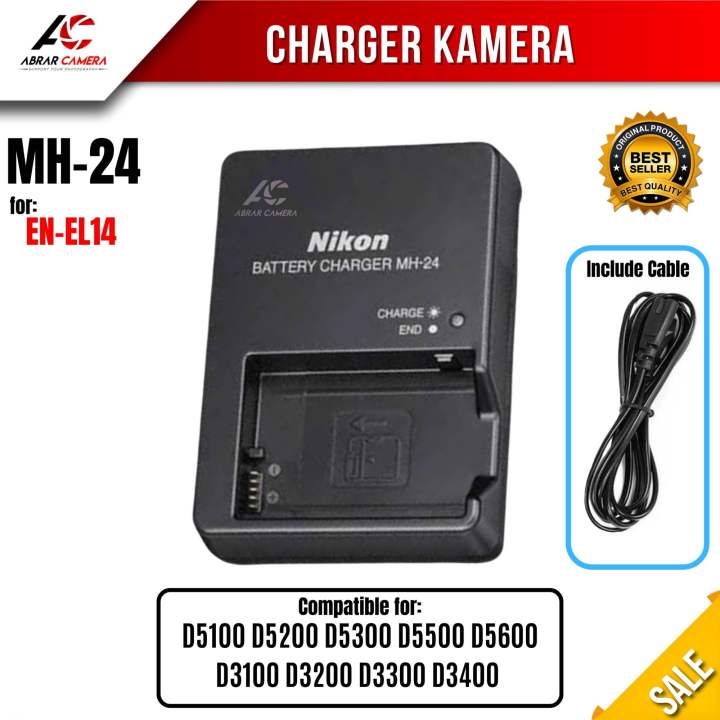 Charger Kamera Dslr Nikon MH-24 for D3100 D3200 D5100 D5200 D5300 D7000  D7100 D7700 MH 24 Lazada Indonesia