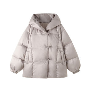 Hacikis Childrens down Jacket Hooded Loose Warm New Chinese Style Girls Outerwear Simple High-grade Polyester Fiber