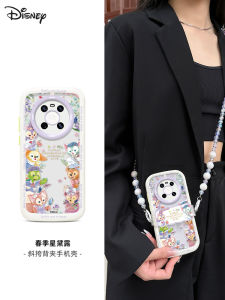 Cute Disney Phone Case for Huawei Mate60 pro Mate40 Mate50 Womens Crossbody Strap Back Clip Full Protection Anti-Fall Spring Star Dailu