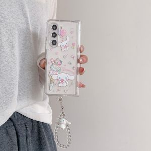 Sanrio | Transparent Hinge Protection Phone Case For Samsung Galaxy Z Fold 8 7 6 5 4 Z Fold 7 Hard PC Shockproof Cover Kuromi Cinnamoroll