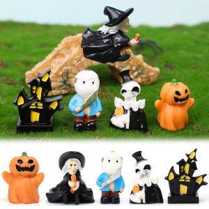 1/5Pcs Mini Fairy Garden Resin Ornaments Cute Cartoon Pumpkin Ghost Miniature Figurines Halloween Decor Accessories