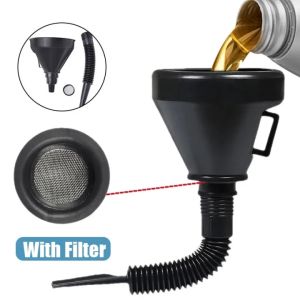 【Pphha】Refueling Funnel with Filter Black Portable Car Petrol Refill Holder Auto Motorcycle Fuel Engine Tangki Gear Brake Oil Funnel Pipe
