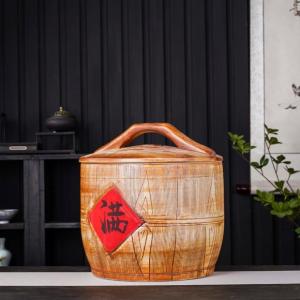Jingdezhen Rice Pot Rice Bucket Rice Bin Flour Container Ceramic with Lid For Home Sealed Moisture-Proof Insect-Proof Retro 10.15kg 0.00kg