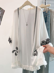 AIYITI | Sun Protection Plus Size Summer Fringe Loose Mid Length Shirt