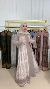 Gamis Crinkle Airflow Kombinasi Motif Terbaru Dress Muslim Wanita Busui Keknian Viral