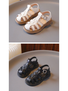 [🚚จัดส่งจากกรุงเทพฯ] สาวรองเท้าแฟชั่นโรมันรองเท้าสไตล์หนังรองเท้าแตะสำหรับสาว 6-12 ปี