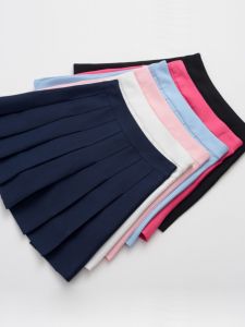 High Waist Short Pleated Skirt Womens Anti-Light Sky Blue Spring Summer A-Line Skirt Korean Style Commute Pure Color