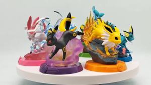 Bandai | 8 style Pok é mon Action Doll Pikachu Adventure Eevee Blind Box Anime Model Desktop Decorations Pok é mon Toys Boy Birthday Gift