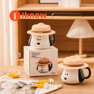 I know Snoopy Ceramic Mugs Cute Cartoon Birthday Gifts Womens High Aesthetic Creative Water Cups Chinese Handmade Glazed Undercolor