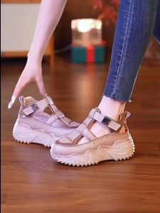 Giày Sandal Nữ Phong Cách Mới Đế 8cm Mềm Thoáng Khí Quai Rọ Dán Nhẹ Êm Chân RO8P