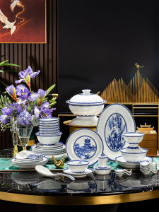Underglaze Blue Porcelain Elegant Tableware Set