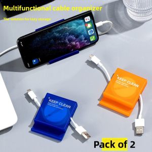 RQZN | Portable Compact Rotatable Cable Organizer with Phone Stand