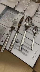 [SG Ready Stock]SMEG Stainless Steel Cutlery Steak Knife Spoon Fork Western Cutlery Four-Piece Set/Knife Fork Spoon