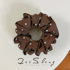 Caramel Star Large Polka Dot Hair Ties Korean Style Fashionable Elegant Hair Accessories Circular Fabric Hair Bands for Women