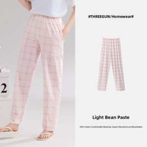 THREEGUN | Womens Loose Fit Plaid Cotton Lounge Pants