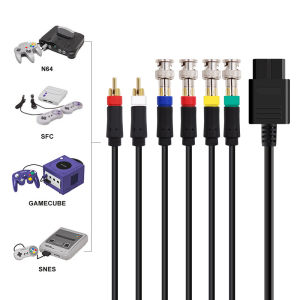 RGBS AV Cable for Nintendo N64 64 SNES NGC Video Consoles CRT Monitor RGB+Sync Video Audio Cord Red Green Blue for Color Monitor