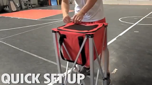 Portable Pickleball Training Ball Basket Foldable Aluminum Alloy Ball Hopper with Lockable Wheels 80-100 Balls