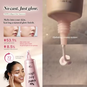 Medicube Collagen Glow Sunscreen SPF50 50ml No Cast Just Glow 8 Hours Long Lasting UV Protection Boost Skin Radiance +53.1% Glow Effect Non White Cast Moisturizing Facial Sunscreen