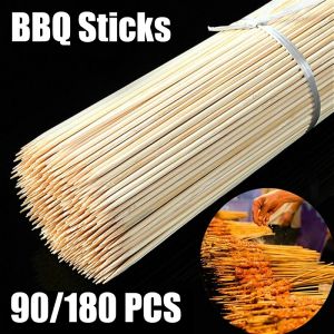 แท่งตะแกรงไม้ไผ่ บาร์บีคิว ปาร์ตี้ 90/180 ชิ้น อุปกรณ์อาหารบุฟเฟ่ต์