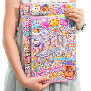 Fascinating Large Size 3D Sticker Miniature Scene Collection Book Stress Relief DIY Handmade House Scrapbooking Decoration Material Sticker Gift Tweezers Girls Children Educational Toys