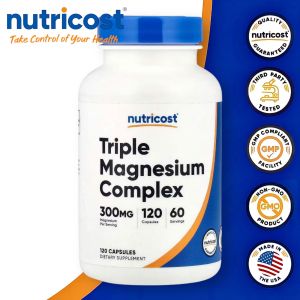 Nutricost Triple Magnesium Complex 300mg 120 Capsules Dietary Supplement.