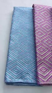 Luxury Purple & Blue Gradient Jacquard Brocade Lace Fabric Premium African Women Dress Material for Traditional & Occasion Wear