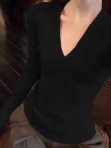 Slim Fitting V-Neck Spring Knit Top
