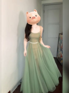 Xzy/Xin Zhengyan Plus Size Ladies French Style Unique Mesh Camisole Dress Female Summer Open Back Seaside Vacation Skirt