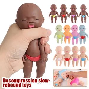 2Pcs Mini Palm Decompression Black Doll Pinch Fun Face Slow Rebound  Interesting Funny Ugly Doll Ventilatory Toy Childrens Toys