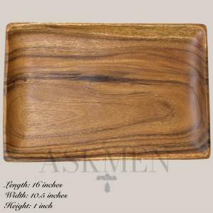 WOODEN PLATE (16x10.5 inches) | WOODEN TRAY| SERVING PLATE | SERVING TRAY| ACACIA WOOD