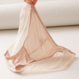 Low-Waist French Lace Silk Underwear Thin Breathable Antibacterial Seamless Womens Triangle Shorts Summer Comfortable Briefs