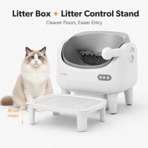 Pokpaw Open Top Smart Cat Litter Box Automatic Self Cleaning Large Capacity Cat Toilet APP Control Dual Safety Sensor Odor Control for Multi Cat Household