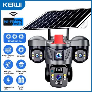 KERUI | Camera Ngoài Trời PTZ Năng Lượng Mặt Trời KERUI 6MP Ba Ống Kính Hỗ Trợ 4G SIM WiFi Giám Sát An Ninh Nhà Cửa Tích Hợp Pin Sạc