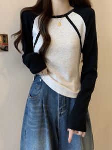 American Style Long Sleeve T-Shirt Women Early Autumn New plus Size Fat MM Slim Inner Wear Base Shirt Top round Neck Regular Fit