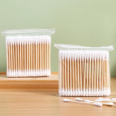 400pcs Double Head Cotton Buds Bamboo Disposable Cotton Swab Wooden Stick Kapas Telinga Makeup Nose Ears Cleaning