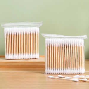 400pcs Double Head Cotton Buds Bamboo Disposable Cotton Swab Wooden Stick Kapas Telinga Makeup Nose Ears Cleaning