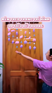 Rèm Cửa Trang Trí 3D Decor Dễ Thương Phong Cách Hàn Quốc Móc Dán Tiện Lợi Không Cần Khoan Tường