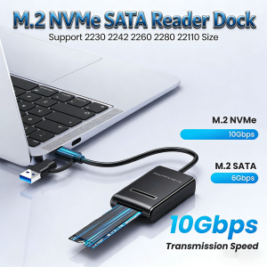 IRHASTA(IRhasta) | M.2 NVMe SATA Reader M.2 SSD to USB A C Reader Adapter for M/ B M Key SSD Drives Dock Base Full Size 22110/2280/2260/2242/2230