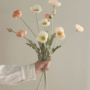 Realistic Artificial Poppy Flowers Bouquet for Wedding Home Decor Fake Flowers Arrangement Long Lasting Easy Maintenance Faux Plants High Quality Artificial Flower Arrangements