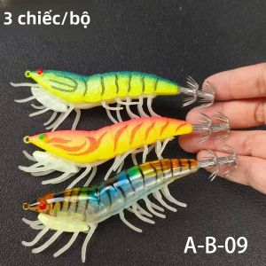 Bộ Mồi Câu Tôm Mực Phát Sáng Ackibbik 3 Chiếc Mồi Câu Tôm Bạch Tuộc Mực Nang Dùng Cho Câu Cá Biển Sông Hồ Bãi Biển