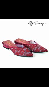 Sepatu Pengantin Bridesmaid Flat Slip On Pesta Brukat Satin Transparant 5 cm Emye