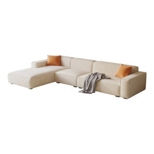 Cream L-shaped Corner Small Apartment Modern Fabric Sofa